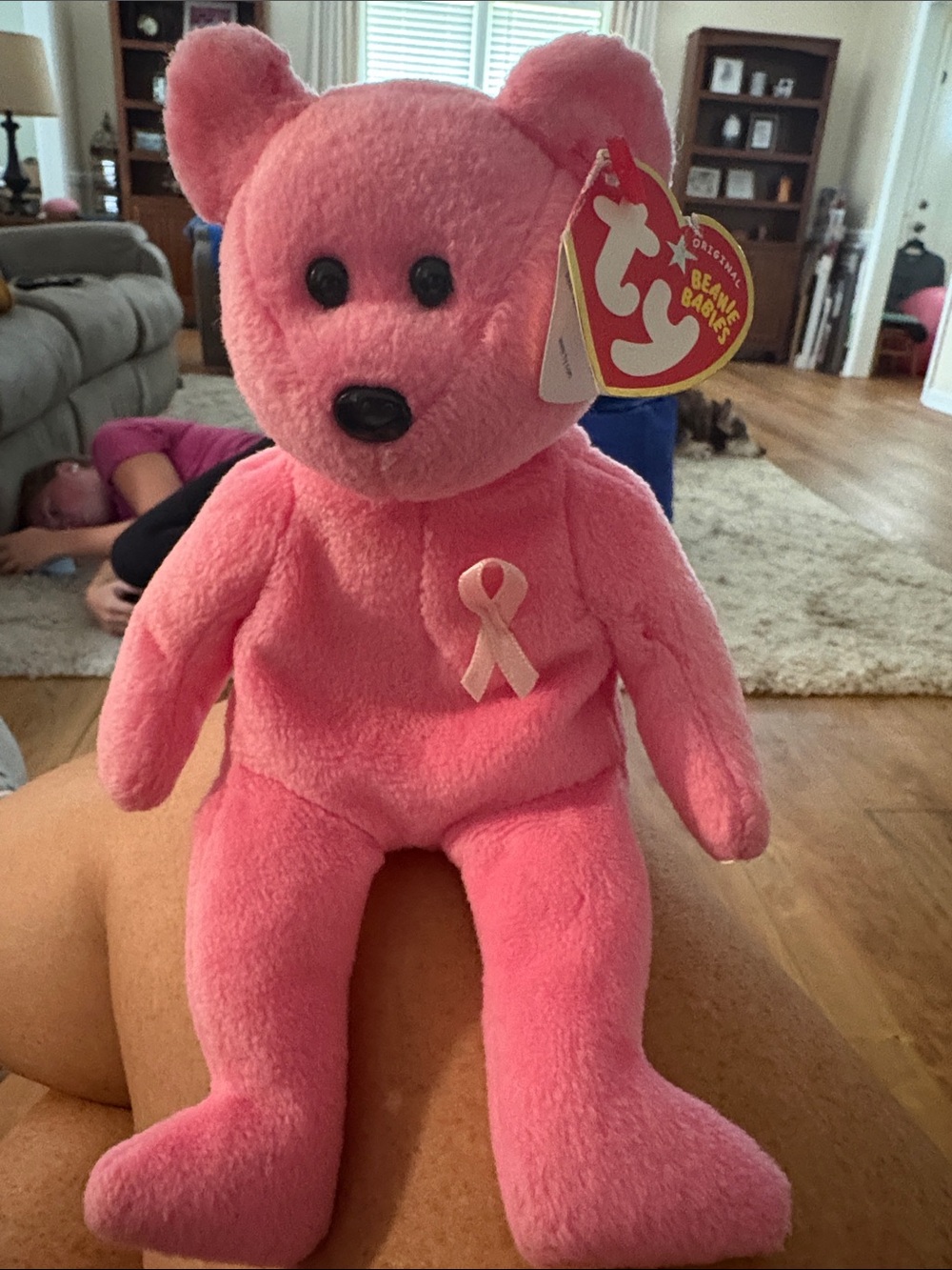 Ty Beanie Baby Bear Plush - Aware the Bear Breast Cancer Awareness bear